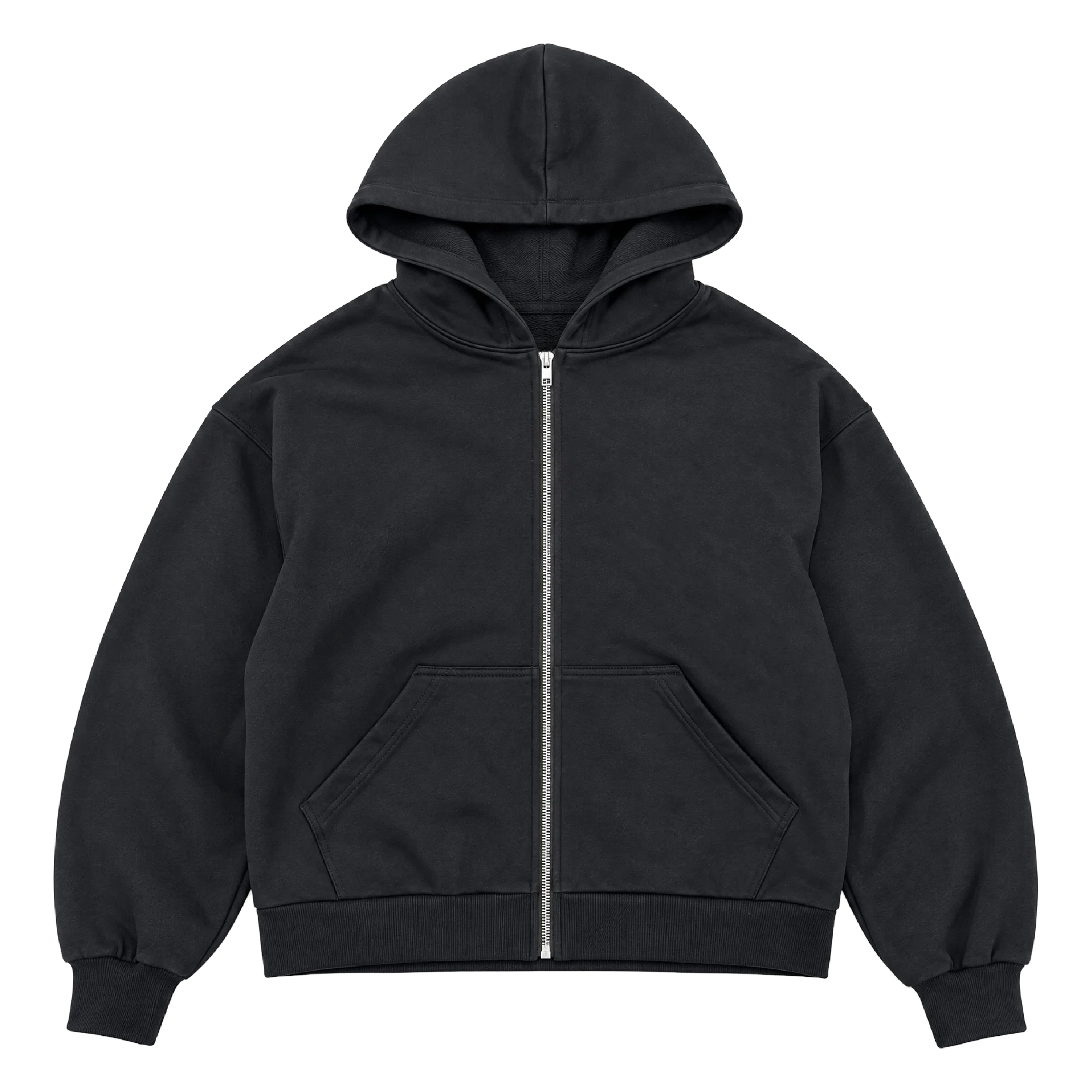 Heavyweight Black Zip-Up Hoodie Print — print on demand blank