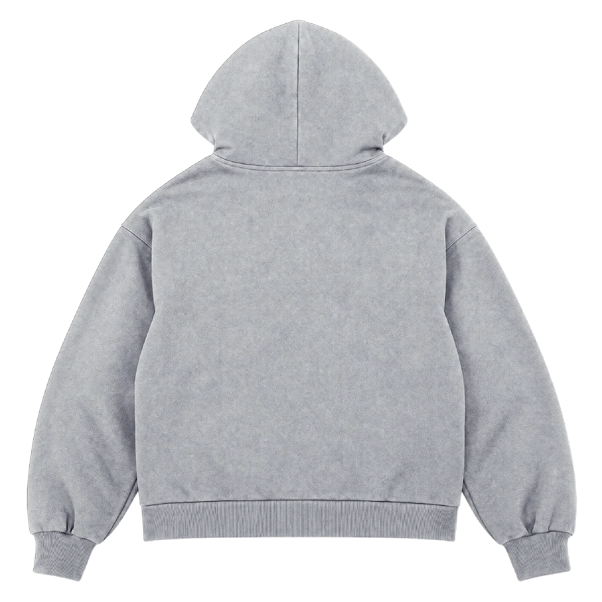 Heavyweight Heather Gray Zip-Up Hoodie Print — back