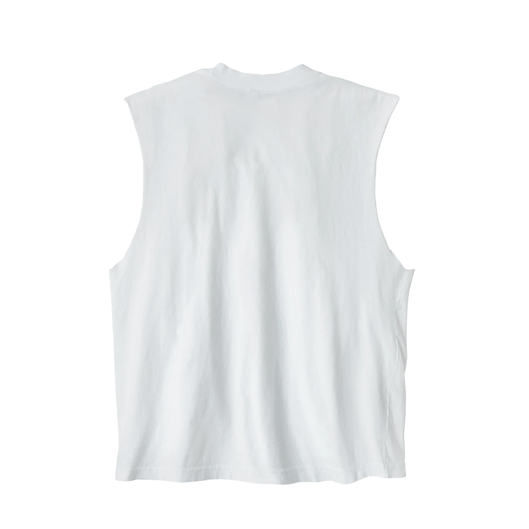 LA Apparel Sleeveless Tee White Print | NYC Factory