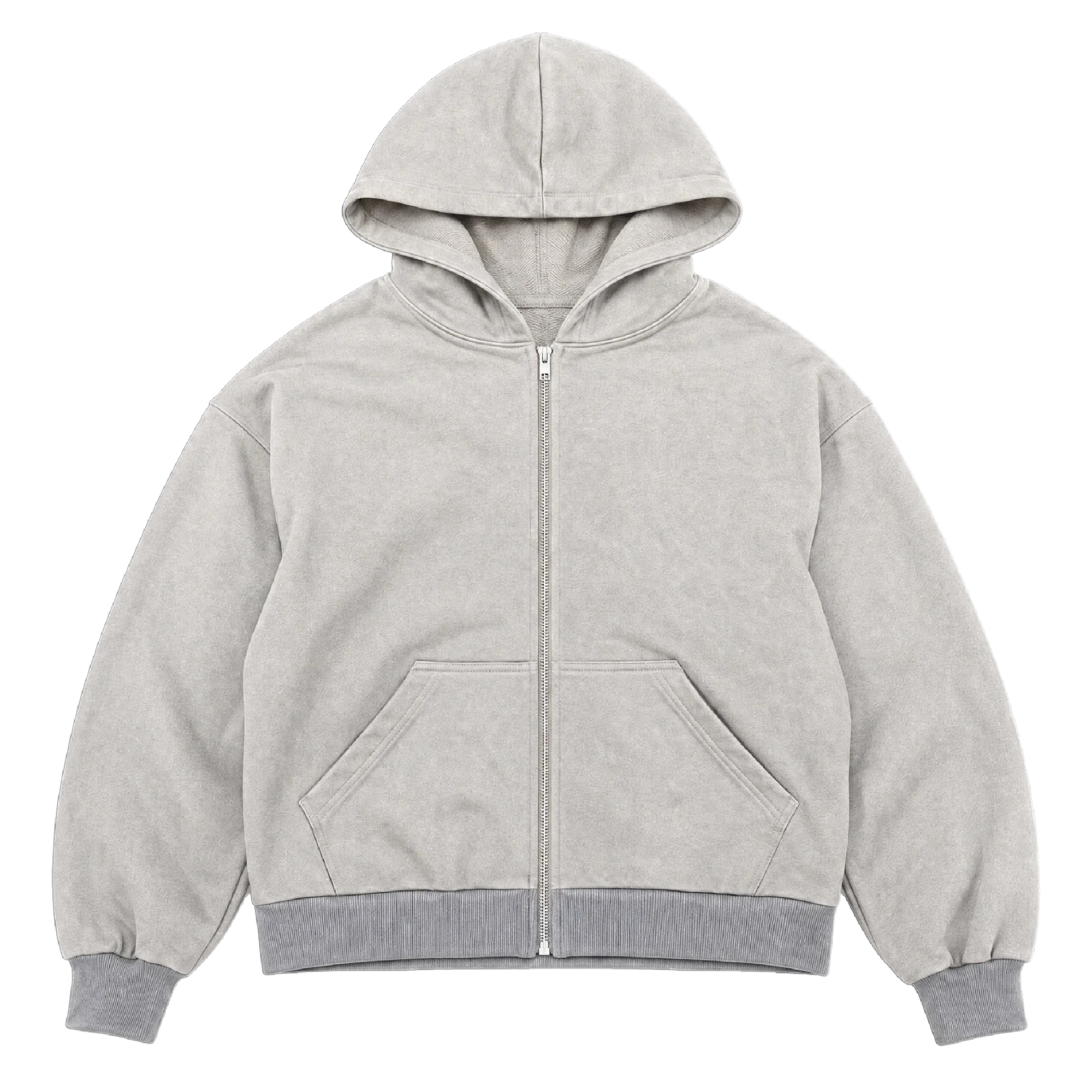 Heavyweight Oatmeal Zip-Up Hoodie Print — print on demand blank