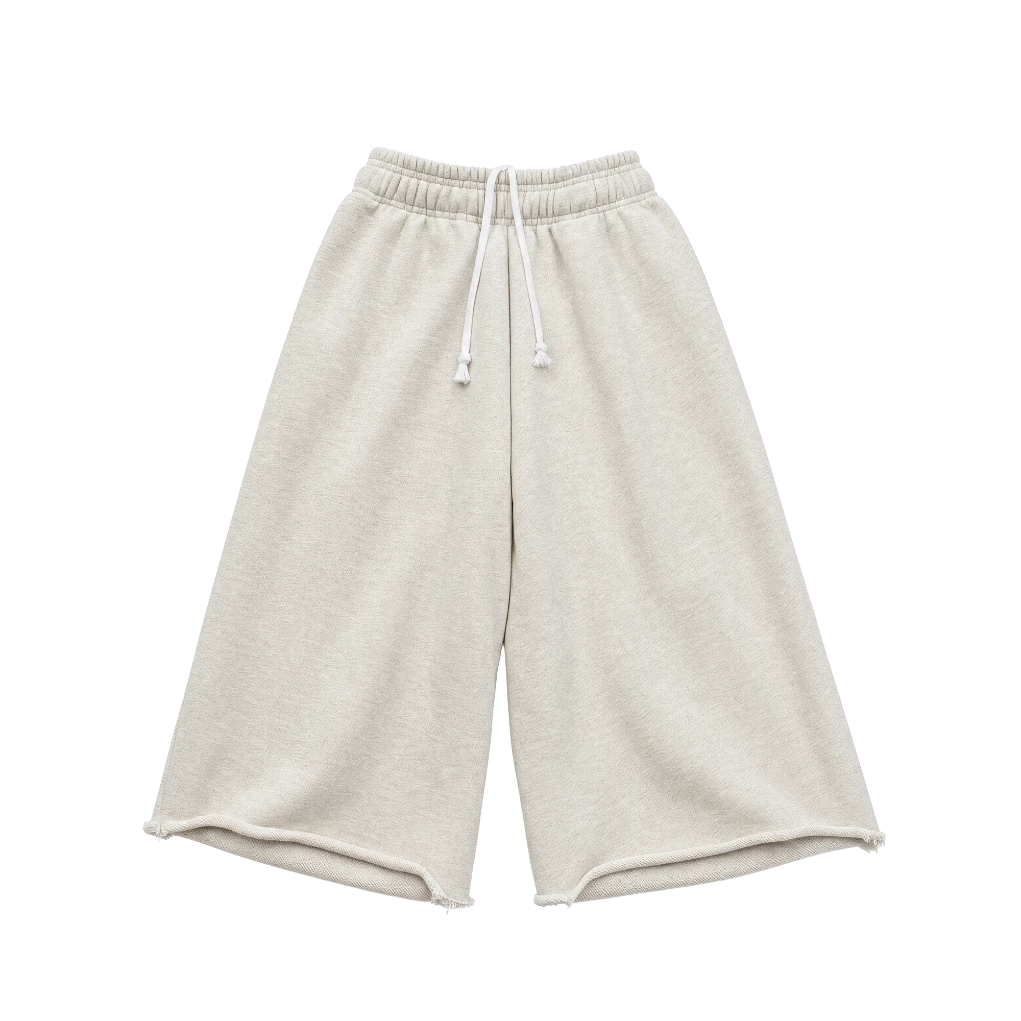 Oatmeal French Terry 3/4 Shorts Print — print on demand blank